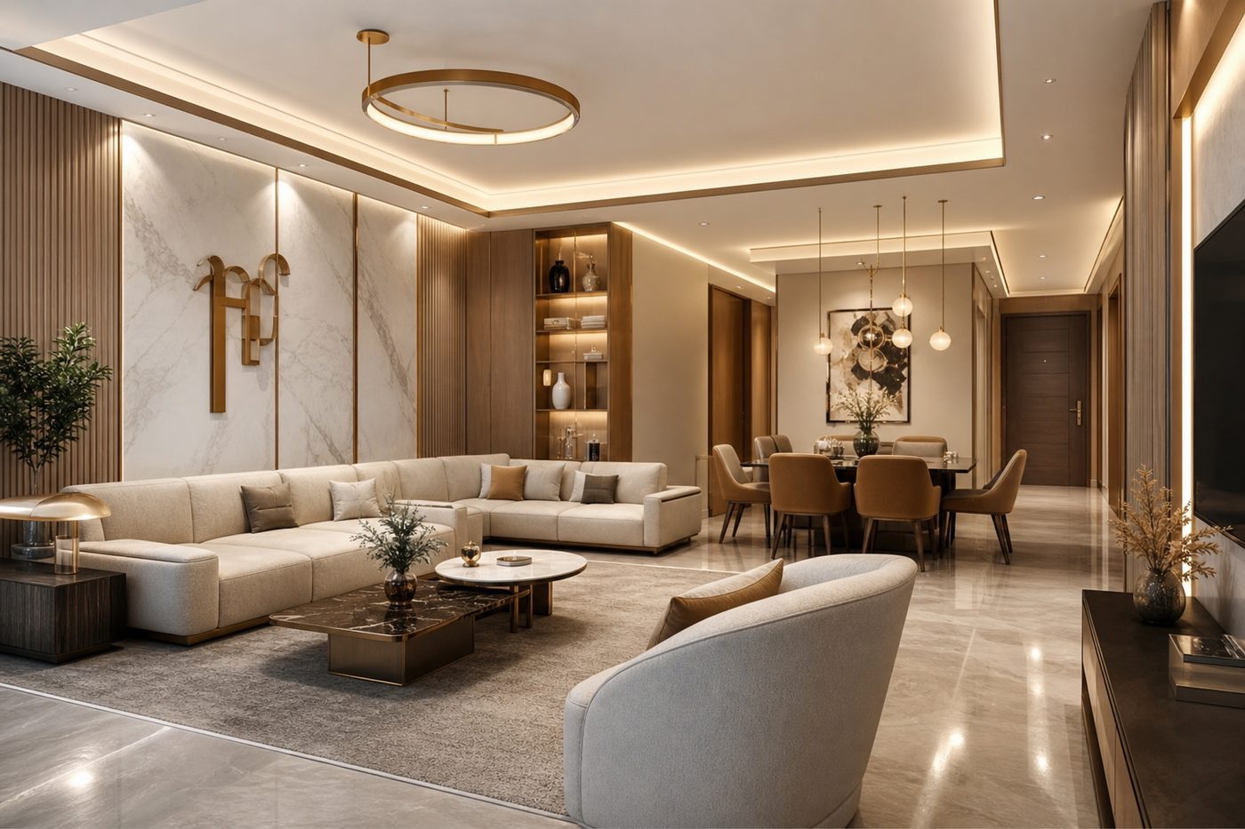 Complete furnished room 3D render